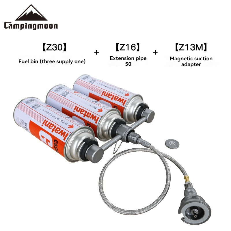 Home Cooking Gas - ถังแก๊สแบบตลับ 3 หัวเตา พร้อมอะแดปเตอร์แก๊สแบบแบนยาว พร้อมท่อต่อขยาย 50