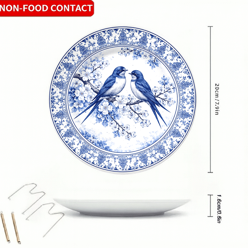 จานตกแต่งลายดอกไม้จีนสีฟ้าขาวเ - Home Cooking Recipes บทวิจารณ์และราคา